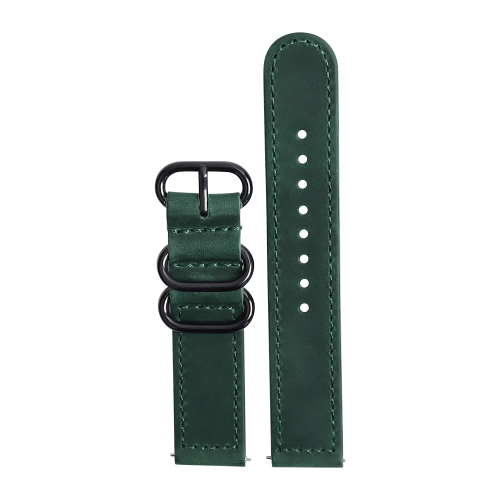 B2B Factory Mass Production Zulu Style Crazy Horse Leather WatchBands With Black PVD Hardware For Rolex Watch Series