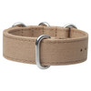 Beige Heavy-Duty Polished Metal Hardware Canvas Watch Strap Engineered For Premium Watch Hardware Accessories And Brand Watch Compatibility