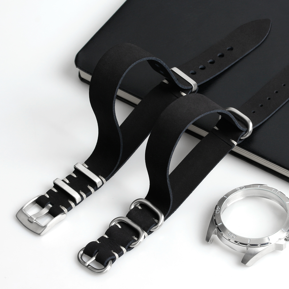 18mm Black Leather Watch Straps
