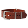 Premium One Piece White Handmade Stitching Brown Leather NATO Watch Strap With Brushed 304L Stainless Steel Buckle/Keeper For Vintage Sport Casual Watches From B2B Factory