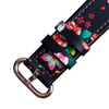 Wholesale Print Flower Pattern Black Leather + Black Silicone Hybrid Watch Strap 2 Pieces Style Developed by Leading B2B Watch Band Factory Offering Custom Design Production