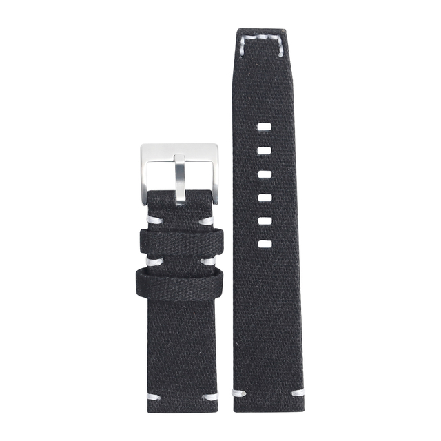 Custom Two Pieces Style White Hand Stitched Canvas Watch Strap With Square Holes Designed For Outdoor Sports Watches From Leading B2B Factory Offering Bulk Production