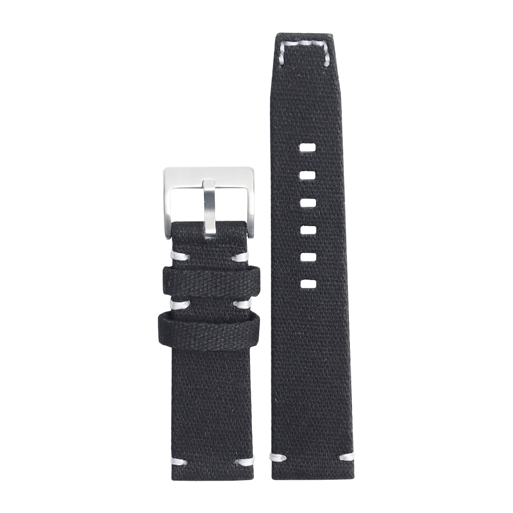 Custom Two Pieces Style White Hand Stitched Canvas Watch Strap With Square Holes Designed For Outdoor Sports Watches From Leading B2B Factory Offering Bulk Production