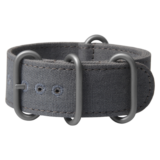 Custom Single Pass Dark Grey Canvas Wrist Strap By Watch Hardware Accessories Factory Featuring Sandblasted Buckles And Embroidered Holes For Brand Watches