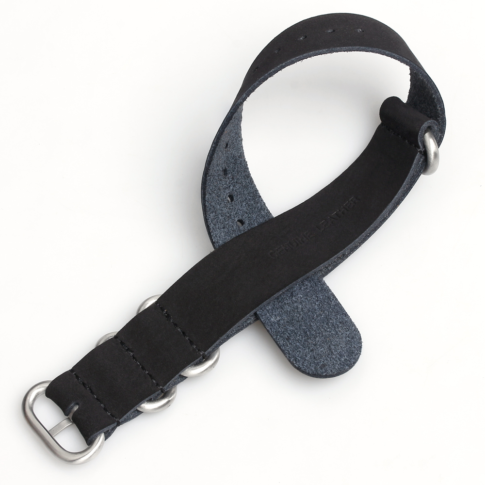 Custom Design Production Black Matte One Piece Zulu Style Matte Leather Watch Strap Purchasing Guide in 18 20 22 24MM for Vintage Watches From OEM ODM B2B Watch Band Factory