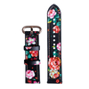 Wholesale Print Flower Pattern Black Leather + Black Silicone Hybrid Watch Strap 2 Pieces Style Developed by Leading B2B Watch Band Factory Offering Custom Design Production