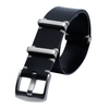 Popular 24MM Black Matte Genuine Leather Watch Band 280mm Length Wrist Straps With White Handmade Stitching And Brushed 304L SS Hardware