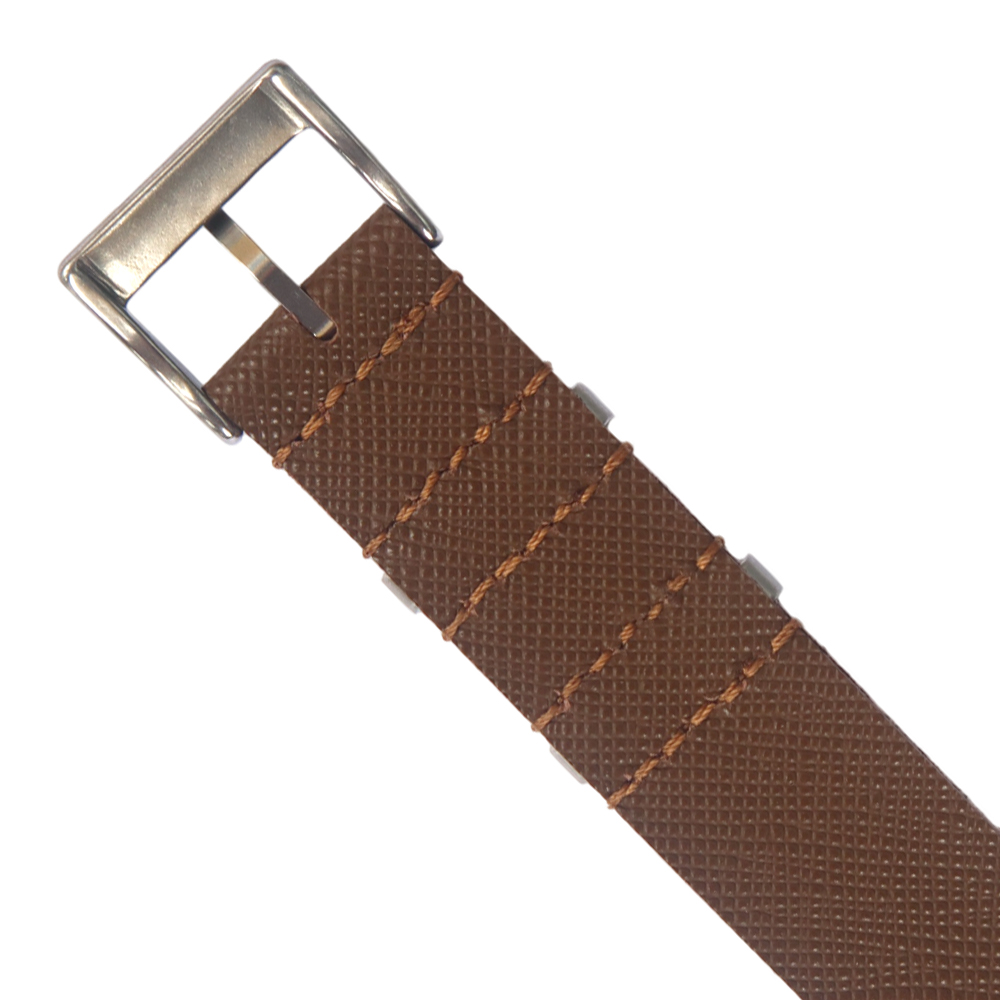 Custom Single Piece Brown Cross-Grain Leather Wrist Watch Bracelets NATO Watch Band 19mm 21mm Manufacturer Low MOQ For Tudor Watches Series