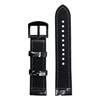 Premium Print White Flower Pattern Black Leather + Black Silicone Hybrid Watch Strap 2 Pieces Style Crafted By Direct B2B Watch Band Factory for Custom Design Production OEM And ODM Watch Accessories 