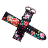 Wholesale Print Flower Pattern Black Leather + Black Silicone Hybrid Watch Strap 2 Pieces Style Developed by Leading B2B Watch Band Factory Offering Custom Design Production