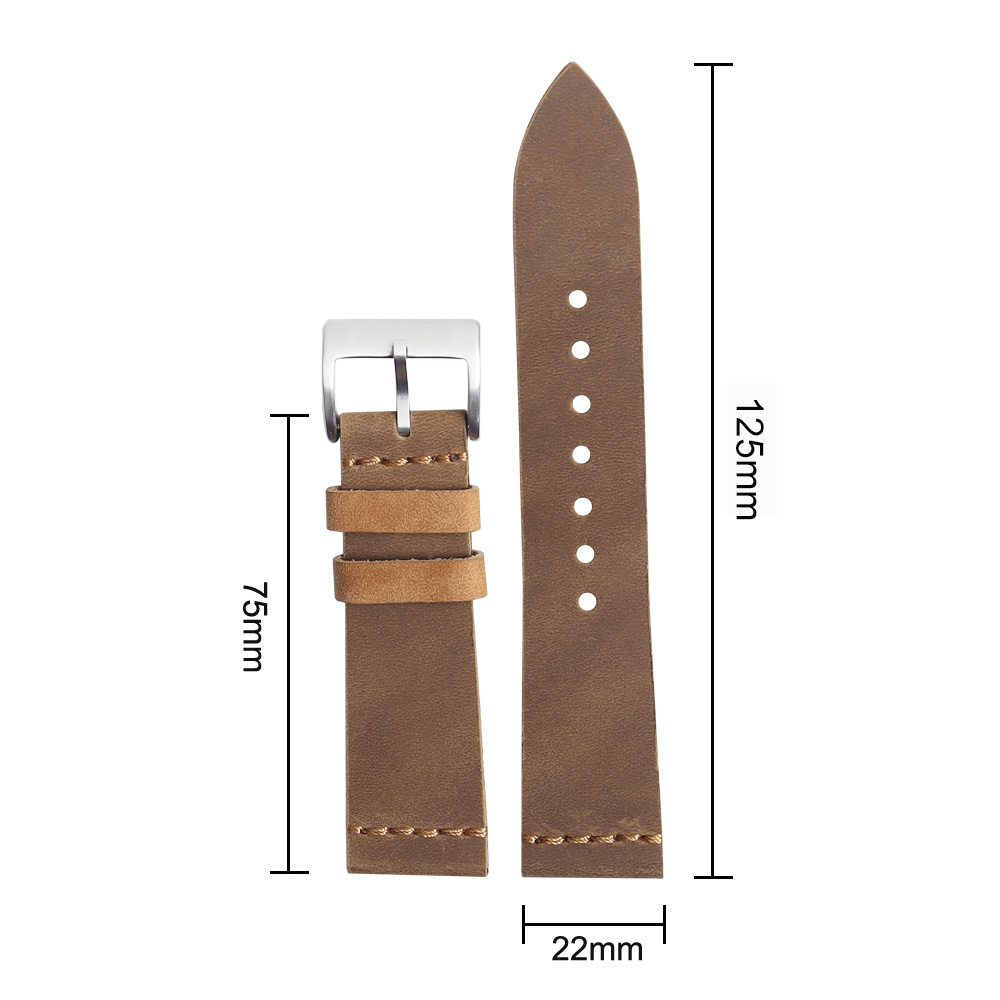 B2B Factory Manufacturing High End Full Grain Crazy Laether WristStraps 2 Pieces Style Heavy Duty Watch Band For Professional Diving And Aviator Watches