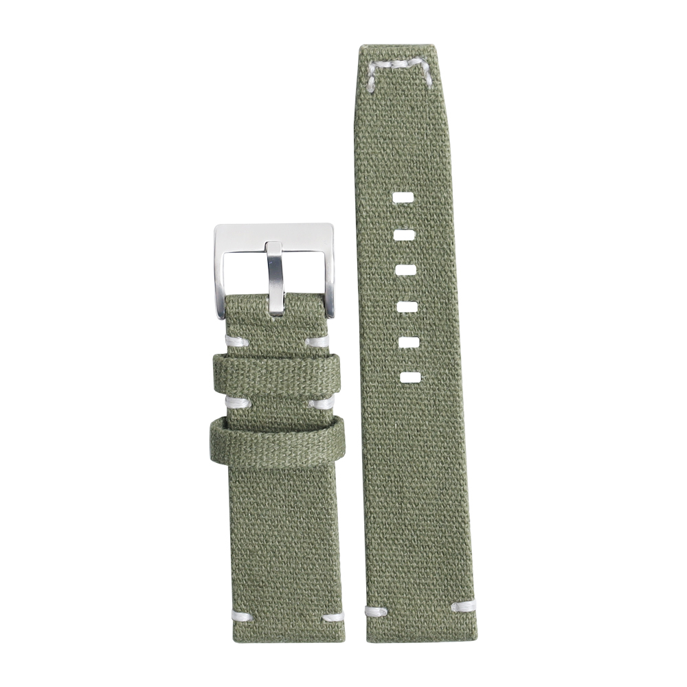 Custom Two Pieces Style White Hand Stitched Canvas Watch Strap With Square Holes Designed For Outdoor Sports Watches From Leading B2B Factory Offering Bulk Production